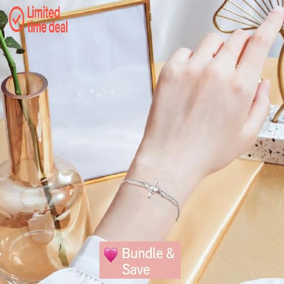 Sterling Silver Faith Over Fear Heart Infinity Cross Cuff Bracelet - Picture 6 of 8